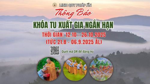 THÔNG BÁO KHÓA TU XUẤT GIA NGẮN HẠN LẦN THỨ 17